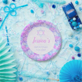 Bat Mitzvah Floral Watercolor Pink Blauer Hydrange Pappteller (Party)