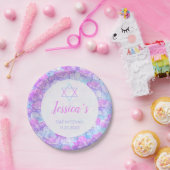 Bat Mitzvah Floral Watercolor Pink Blauer Hydrange Pappteller (Party)