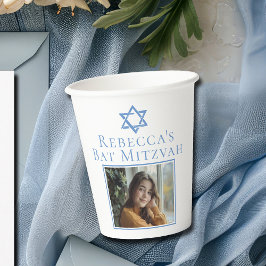 Bat Mitzvah Foto Blue Star von David Party Pappbecher