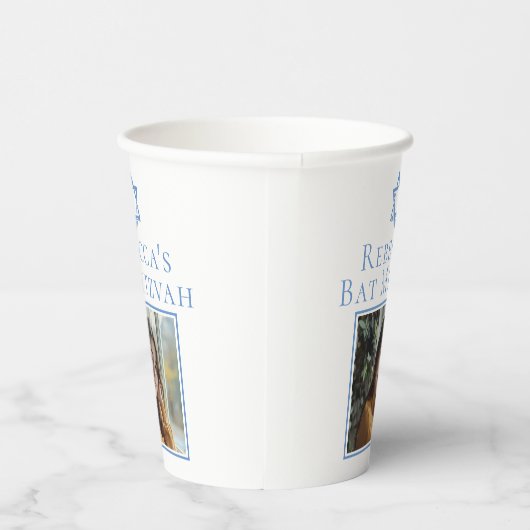 Bat Mitzvah Foto Blue Star von David Party Pappbecher (Rechts)