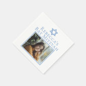Bat Mitzvah Foto Blue Star von David Party Serviette (Ecke)