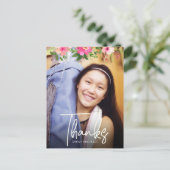 Bat Mitzvah Foto Blumenschrift Custom Vielen Dank Postkarte (Stehend Vorderseite)