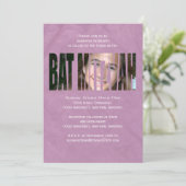 Bat Mitzvah Foto Einladung in Lila (Stehend Vorderseite)