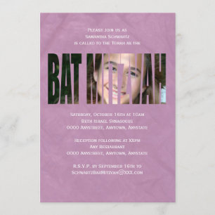Bat Mitzvah Foto Einladung in Lila