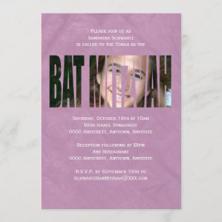 Bat Mitzvah Foto Einladung in Lila
