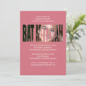 Bat Mitzvah Foto Einladung in Rosa (Stehend Vorderseite)