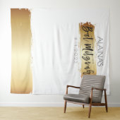 Bat Mitzvah Foto Stand Party Hintergrund Gold Weiß Wandteppich (Beispiel (Horizontal))