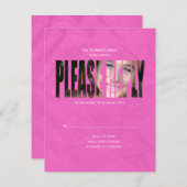 Bat Mitzvah Foto UAWG Response Card in Hot Pink RSVP Karte (Vorne/Hinten)