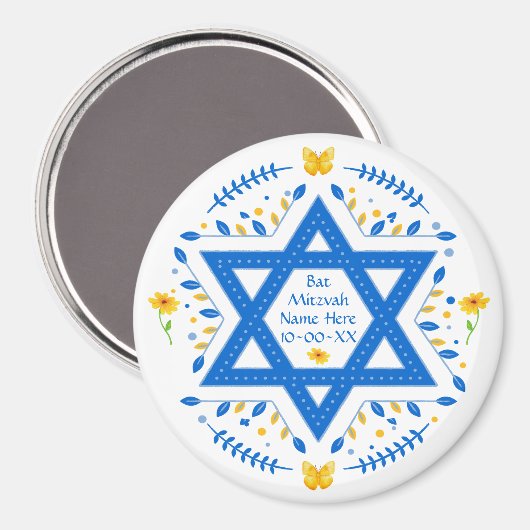 Bat Mitzvah Gefallen, PERSONALISIERT für Mädchen Magnet (Vorderseite/Rückseite)