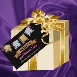 Bat Mitzvah Geschenk Tag Custom Gold Pink Schwarz Geschenkanhänger