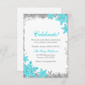 Bat Mitzvah Glam Winter Wonderland Aquamariner Emp Einladung (Vorne/Hinten)