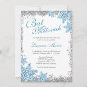 Bat Mitzvah Glam Winter Wonderland Silver Blue Einladung (Vorderseite)