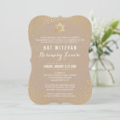 BAT MITZVAH glamourös Mini-Gold-Konfetti Einladung (Stehend Vorderseite)