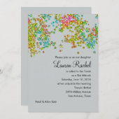 Bat Mitzvah Glittery Confetti Design Einladung (Vorne/Hinten)