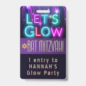 Bat Mitzvah Glow Party VIP ID Party PASS CUSTOM Ausweis (Vorderseite)