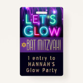 Bat Mitzvah Glow Party VIP ID Party PASS CUSTOM Ausweis (Vorderseite)