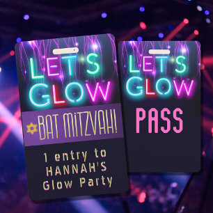 Bat Mitzvah Glow Party VIP ID Party PASS CUSTOM Ausweis