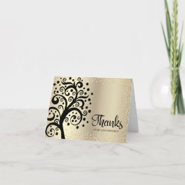 Bat Mitzvah Gold Foil Schwarzer Baum des Lebens Sk Dankeskarte