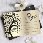 Bat Mitzvah Gold Foil Schwarzer Baum des Lebens Sk RSVP Karte<br><div class="desc">Seien Sie stolz, freuen Sie sich und präsentieren Sie diesen Meilenstein Ihres Lieblings-Bat Mitzvah! Fügen Sie diese atemberaubende, raffinierte, personalisierte UAWG Insert-Karte für Ihre Veranstaltung ein. Ein grafischer schwarzer Baum mit Star of David und dot "Blätter" und schwarzer Kalligrafie-Skript, überlagert ein funkelnd, Imitat Gold-Glitzer-Punkte und Folie ombre Hintergrund. Ein Imitat...</div>