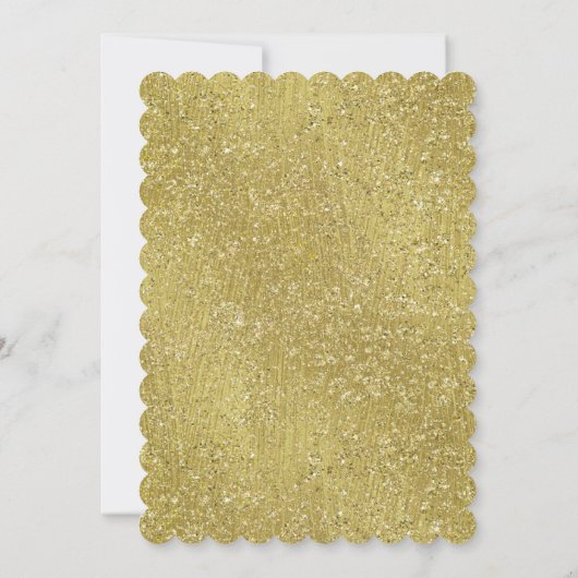 Bat Mitzvah Gold Scalloped Gold Glitzer Einladung (Rückseite)