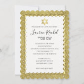 Bat Mitzvah Gold Scalloped Gold Glitzer Einladung (Vorderseite)