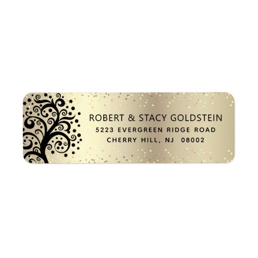 Bat Mitzvah Gold Schwarzer Tree of Life Rücksendea (Vorne)