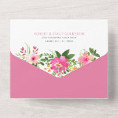 Bat Mitzvah Gold Script Rosa Floral Wasserfarbe All In One Einladung (Rückseite)