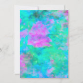 Bat Mitzvah Gold Star Abstrakt Green Blue Pink Einladung (Rückseite)