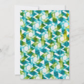 Bat Mitzvah Gold Star Green Blue Damask Einladung (Rückseite)