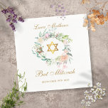 Bat Mitzvah Gold Star von David Floral Serviette<br><div class="desc">Dieses elegante Bat Mitzvah Serviette mit einer zarten Aquarellgarage kann mit Ihren besonderen Veranstaltungsdetails personalisiert werden. Entwickelt von Thisisnotme©</div>