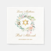 Bat Mitzvah Gold Star von David Floral Serviette (Vorderseite)
