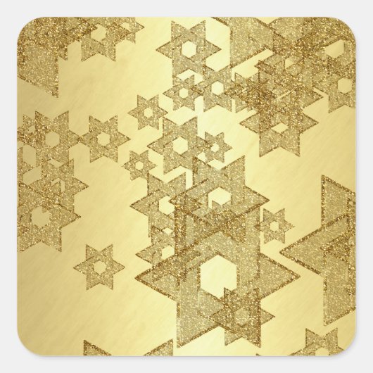 Bat Mitzvah Gold Star von David mit jeder Farbe Quadratischer Aufkleber (Vorderseite)