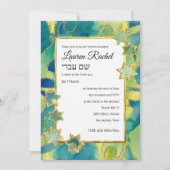 Bat Mitzvah Gold Star Wasserfarbe Abstrakt Einladung (Vorderseite)