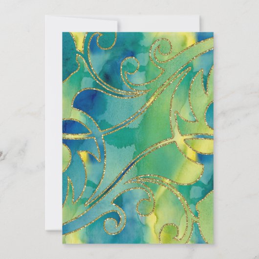 Bat Mitzvah Gold Star Wasserfarbe Abstrakt Einladung (Rückseite)