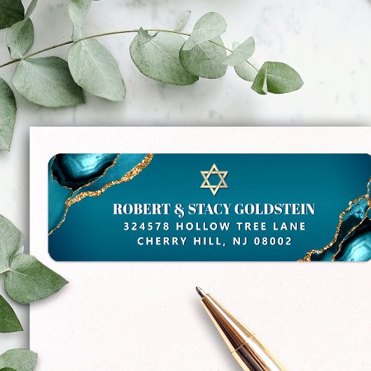 Bat Mitzvah Gold Turquoise Ombre Agate Adresse