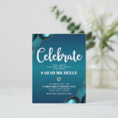Bat Mitzvah Gold Turquoise Ombre Agate Script Bold Begleitkarte (Stehend Vorderseite)