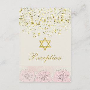 Bat Mitzvah Golden Confetti, Rose Empfang Card Begleitkarte