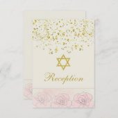 Bat Mitzvah Golden Confetti, Rose Empfang Card Begleitkarte (Vorne/Hinten)