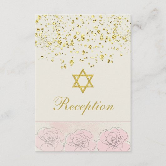 Bat Mitzvah Golden Confetti, Rose Empfang Card Begleitkarte (Vorderseite)