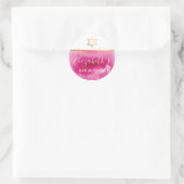 BAT MITZVAH goldener Stern chic pink Aquarell einl Runder Aufkleber (Tasche)