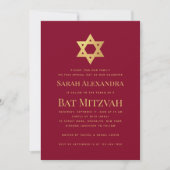 Bat Mitzvah Goldener Stern Davidsstern Einfaches B Einladung (Vorderseite)