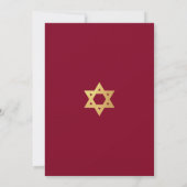Bat Mitzvah Goldener Stern Davidsstern Einfaches B Einladung (Rückseite)