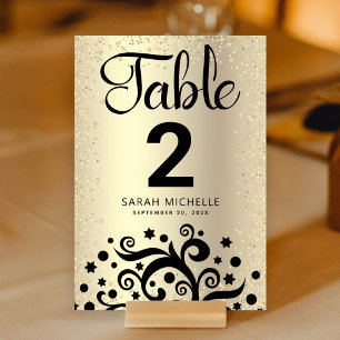 Bat Mitzvah Goldfolie Lebensbaum Schwarze Schrift Tischnummer