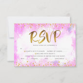 Bat Mitzvah Goldfolie mädchenhaft rosa Wasserfarbe RSVP Karte (Vorderseite)