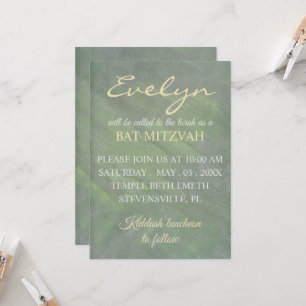 Bat Mitzvah Grüntöne Silvers Einladung