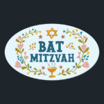 BAT MITZVAH Handgezeichnet blumenjüdischer, indivi Ovaler Aufkleber<br><div class="desc">Handgezeichneter Text und Florale von mir für Sie. Ideal für einen Fledermausmitzvah. Für weitere Designs und Farben Karo mein Shop! Oder lass mir Bescheid,  wenn du etwas Angewohntes willst. Frag,  wenn du nicht findest,  was du brauchst! :</div>