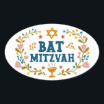 BAT MITZVAH Handgezeichnet blumenjüdischer, indivi Ovaler Aufkleber<br><div class="desc">Handgezeichneter Text und Florale von mir für Sie. Ideal für einen Fledermausmitzvah. Für weitere Designs und Farben Karo mein Shop! Oder lass mir Bescheid,  wenn du etwas Angewohntes willst. Frag,  wenn du nicht findest,  was du brauchst! :</div>