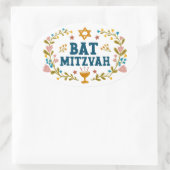 BAT MITZVAH Handgezeichnet blumenjüdischer, indivi Ovaler Aufkleber (Tasche)