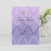 Bat Mitzvah Harlequin Lila Lavender Einladung (Stehend Vorderseite)