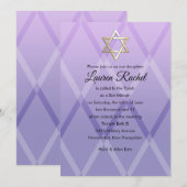 Bat Mitzvah Harlequin Lila Lavender Einladung (Vorne/Hinten)